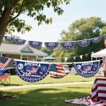 2PCS 250th Anniversary USA Flag, 1.5X3 FT 1776-2026 Fan Flags, 2 Ply Year American Anniversary Flag for Wall, Front Door, Porch, Fence, Outdoor Decorations (Style 1)