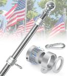 Sinyoeer Stainless Steel Flag Poles, 6 FT Flag Pole for Outside House, Residential or Commerical, 1 Inch Spinning Flag Pole for 3X5 Flag, Silver High Wind Flag Pole (Without Bracket)