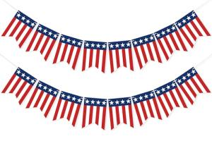 VILIFEVER American String Flag Banner 4th of July Decorations Patriotic Red White Blue Stars and Stripes Bunting, USA Flag Garland for Labor Veterans Day, American Independence Day Decorations