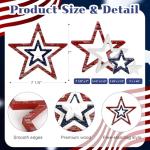 COCHIE 4th of July Decorations Stars Set of 4, Red White Blue Decor, Patriotic Memorial Day Star Tiered Tray Decor, Labor Day Fourth of July Decoration for Home Office Table Shelf (Retro Solid)
