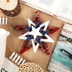 COCHIE 4th of July Decorations Stars Set of 4, Red White Blue Decor, Patriotic Memorial Day Star Tiered Tray Decor, Labor Day Fourth of July Decoration for Home Office Table Shelf (Retro Solid)