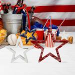 COCHIE 4th of July Decorations Stars Set of 4, Red White Blue Decor, Patriotic Memorial Day Star Tiered Tray Decor, Labor Day Fourth of July Decoration for Home Office Table Shelf (Retro Solid)