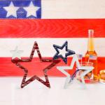 COCHIE 4th of July Decorations Stars Set of 4, Red White Blue Decor, Patriotic Memorial Day Star Tiered Tray Decor, Labor Day Fourth of July Decoration for Home Office Table Shelf (Retro Solid)