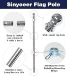 Sinyoeer Stainless Steel Flag Poles, 6 FT Flag Pole for Outside House, Residential or Commerical, 1 Inch Spinning Flag Pole for 3X5 Flag, Silver High Wind Flag Pole (Without Bracket)