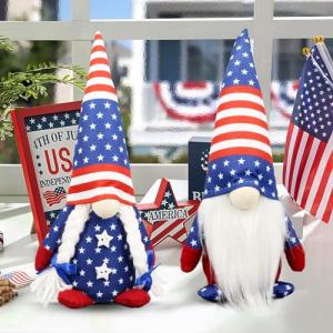 4th of July Decorations - Memorial Day Decorations - 250th Anniversary Patriotic USA Gnomes for Home - Fourth of July for Office, Indoor - 250 Years America Red White Blue Figurines for Independence