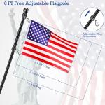BONWIN Black Flag Pole Kit for Outside House Porch, 6 FT Thickened Stainless Steel Wall Mount Flag Pole for 3x5'/4x6' American Flag, 1" Anti-Wrap Spinning Flagpole Rings (6 FT - No Bracket - Black)