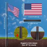 20Ft Telescoping Flag Pole with US Flags & Ball Top