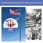20Ft Telescoping Flag Pole with US Flags & Ball Top