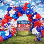 162PCS Red White and Blue Balloon Arch Kit, 4th of July Balloon Garland with Blue Star Balloons, Reusable Party Balloons for Birthday, Graduation, Wedding & Celebration Decorations