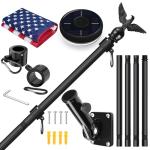 LETSTRY 5FT Flag Pole Kit for Outside House with American Flag & Solar Light,1" Thickened Stainless Steel Wall Mount Flagpole with 180°Adjustable Bracket for Residential Outdoor Porch, Black