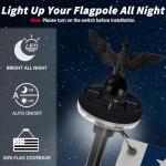 LETSTRY 5FT Flag Pole Kit for Outside House with American Flag & Solar Light,1" Thickened Stainless Steel Wall Mount Flagpole with 180°Adjustable Bracket for Residential Outdoor Porch, Black