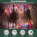 HISHINY Red White Blue 4th of July Patriotic Decorations Lights 100 Count Mini String Lights with White Wire for Outdoor Indoor Christmas,Holiday,Party, Independence Day Decor,UL Certified (21feet)