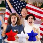 Fourluoo 6 Pcs 6 Pieces Patriotic Table Decorations 4th of July 250th Anniversary Honeycomb Centerpieces Independence Day Decor 3D Red White Blue Star Decor for 4th of July Kitchen Home (7.9 Inch)