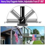 LETSTRY 5FT Flag Pole Kit for Outside House with American Flag & Solar Light,1" Thickened Stainless Steel Wall Mount Flagpole with 180°Adjustable Bracket for Residential Outdoor Porch, Black