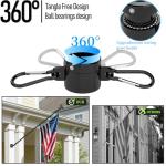 LETSTRY 5FT Flag Pole Kit for Outside House with American Flag & Solar Light,1" Thickened Stainless Steel Wall Mount Flagpole with 180°Adjustable Bracket for Residential Outdoor Porch, Black