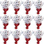 FUBININA 12 Pack 4th of July Table Centerpiece Decoration Metallic Foil Spray Star Burst Patriotic Decoration Independence Day Labor Day Veteran Day Memorial Day Party Supplies, Red White and Blue