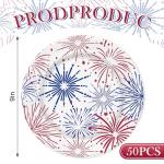JarThenaAMCS 50Pcs Patriotic Paper Plates Red Blue Firework Disposable Plates 4th of July Party Plates for Independence Day Tableware Supplies, 9 Inch