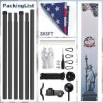 KBLOONG 25FT Heavy Duty Flag Pole for Outside House, 11-Gauge Black Thick Design,Aerospace-Grade Aluminum Flagpole Kit, 3x5 Embroidered Nylon Flag, 120MPH Wind Rated Flagpoles, In-Ground
