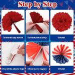 25 PCS US 250th Anniversary Decorations Set, 4th of July Decoration, Red White Blue Paper Fans in Patriotic Designs, 250 Years Garland Set for Independence Memorial Day Party Supplies Decor