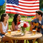 Whaline 4Pcs July 4th Patriotic Glass Coffee Mugs with Handle Coffee Cups Red Blue White Star Beverage Mugs for Hot Cold Drinks Independence Day