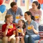 Whaline 4Pcs July 4th Patriotic Glass Coffee Mugs with Handle Coffee Cups Red Blue White Star Beverage Mugs for Hot Cold Drinks Independence Day