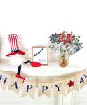 BINFEN 4th of July Artificial Flowers Decor Indoor, 6PCS Red White and Blue Artificial Babys Breath Flowers 17", Patriotic Decor for Floral Arrangement Table Centerpieces (Red, White and Blue)
