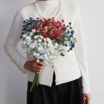 BINFEN 4th of July Artificial Flowers Decor Indoor, 6PCS Red White and Blue Artificial Babys Breath Flowers 17", Patriotic Decor for Floral Arrangement Table Centerpieces (Red, White and Blue)