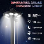 Panopole 11 Gauge Heavy Duty Flag Pole Kit with 136 LED Ultra Bright Solar Light, 2.3 mm Thick Flagpole 20FT for Outside House in Ground, 300D Thickened USA Flag, 120 MPH Flagpole Kit, Black