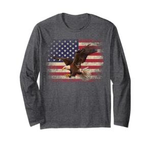 Bald Eagle 4th of July Christmas Gift American Flag Country Long Sleeve T-Shirt