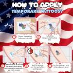 Fourth Of July Patriotic Temporary Tattoos - Memorial Day Decorations Party Favors 4th of July Decorations Party Supplies 4th of July Gift Patriotic Accessories Independence Day Red White Blue USA