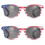 QYVEWY 2 Pack American Flag Sunglasses Bulk for Men Women Classic Patriot Independence Day Supplies (2White frame)
