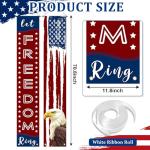 Large 4th of July Door Banner Porch Signs Decoration Patriotic Memorial Day Independence Day Front Door Wreath Welcome Banner Hanging Yard Sign Bunting Background for Indoor/Outdoor Holiday Party