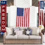 Large 4th of July Door Banner Porch Signs Decoration Patriotic Memorial Day Independence Day Front Door Wreath Welcome Banner Hanging Yard Sign Bunting Background for Indoor/Outdoor Holiday Party