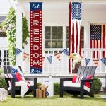 Large 4th of July Door Banner Porch Signs Decoration Patriotic Memorial Day Independence Day Front Door Wreath Welcome Banner Hanging Yard Sign Bunting Background for Indoor/Outdoor Holiday Party