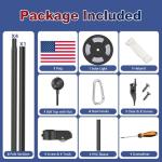 Lezbanz Heavy Duty Flag Pole Kit with Solar Light, 20FT 12 Gauge Hardware Flagpole for Outside House in Ground, 3x5 USA Flag for Residential Commercial Outdoor, Extra Thick Flag Poles, Black