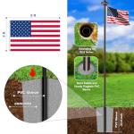 Lezbanz Heavy Duty Flag Pole Kit with Solar Light, 20FT 12 Gauge Hardware Flagpole for Outside House in Ground, 3x5 USA Flag for Residential Commercial Outdoor, Extra Thick Flag Poles, Black