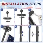 Lezbanz Heavy Duty Flag Pole Kit with Solar Light, 20FT 12 Gauge Hardware Flagpole for Outside House in Ground, 3x5 USA Flag for Residential Commercial Outdoor, Extra Thick Flag Poles, Black