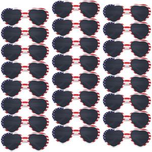 Shyyween 24 Pcs Heart Shaped American Flag Sunglasses Bulk USA Flag Glasses Retro Love Shaped Sunglasses for Women Men Independence Day Patriotic Party Decoration