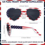 Shyyween 24 Pcs Heart Shaped American Flag Sunglasses Bulk USA Flag Glasses Retro Love Shaped Sunglasses for Women Men Independence Day Patriotic Party Decoration