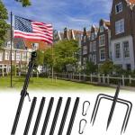 FIASON 9 FT Tangle Free Flag Pole in Ground, Thickened Stainless Steel with 5 Prongs Base, Heavy Duty Flag Pole Holder, Flagpole Kit for Residential or Commercial (1 Pack, Black, Without Flag)