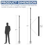 FIASON 9 FT Tangle Free Flag Pole in Ground, Thickened Stainless Steel with 5 Prongs Base, Heavy Duty Flag Pole Holder, Flagpole Kit for Residential or Commercial (1 Pack, Black, Without Flag)