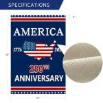 250 Anniversary Garden Flag, 250 Anniversary usa Garden Flag Yard Sign USA 4th of July Patriotic Freedom Banner Double-Sided Waterproof Flag 12x18 Inch