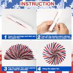 32PCS Patriotic Memorial Day Decorations Set,Red White Blue Paper Fans in Patriotic Designs,250 Anniversary USA Decorations
