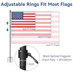 FIASON 9 FT Tangle Free Flag Pole in Ground, Thickened Stainless Steel with 5 Prongs Base, Heavy Duty Flag Pole Holder, Flagpole Kit for Residential or Commercial (1 Pack, Black, Without Flag)