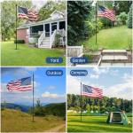 FIASON 9 FT Tangle Free Flag Pole in Ground, Thickened Stainless Steel with 5 Prongs Base, Heavy Duty Flag Pole Holder, Flagpole Kit for Residential or Commercial (1 Pack, Black, Without Flag)