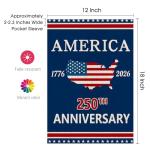 250 Anniversary Garden Flag, 250 Anniversary usa Garden Flag Yard Sign USA 4th of July Patriotic Freedom Banner Double-Sided Waterproof Flag 12x18 Inch