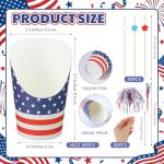 Yiyiring 50 Sets Independence Day Party Decorations, 14oz Charcuterie Cups, 4th of July Cocktail Picks, 4.7" Red White Blue Star Decorative Toothpicks for Independence Day Decorations Party Supplies