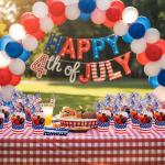 Yiyiring 50 Sets Independence Day Party Decorations, 14oz Charcuterie Cups, 4th of July Cocktail Picks, 4.7" Red White Blue Star Decorative Toothpicks for Independence Day Decorations Party Supplies