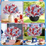 TORONTOKYO 24pcs 4th of July Red White Blue Flowers, Artificial Babys Breath Flowers Fake Silk Patriotic Flowers for Independence Day Home Decor Floral Arrangement Table Centerpieces