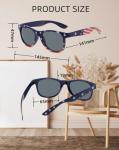 NLEYANB 8 Packs Wholesale Party American Flag USA Independence Day Sunglasses Bulk for Women Men UV400 (White-Golden)